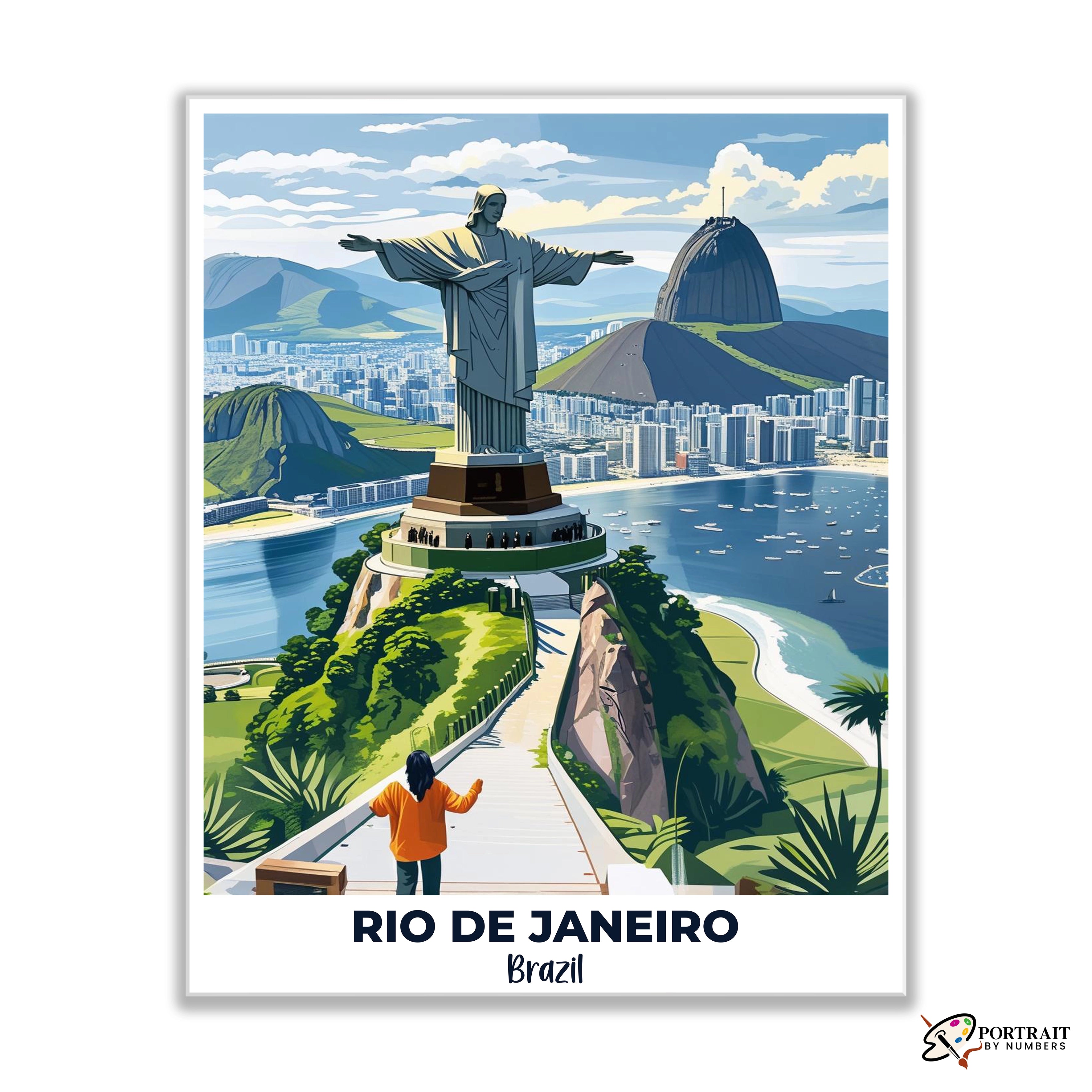Rio De Janeiro Travel Poster -  Paint by Numbers Kit for Adults -  Portrait By Numbers