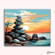 Rock Balancing -  Paint by Numbers Kit for Adults -  Portrait By Numbers