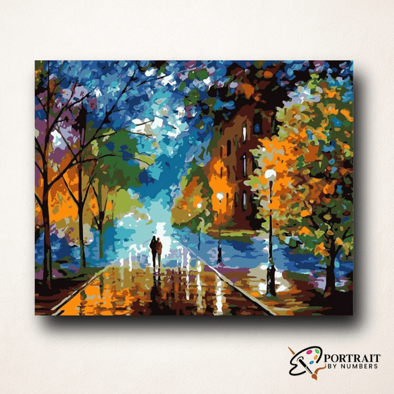 Romantic Walk in the Rain -  Paint by numbers Kit -  Portrait By Numbers
