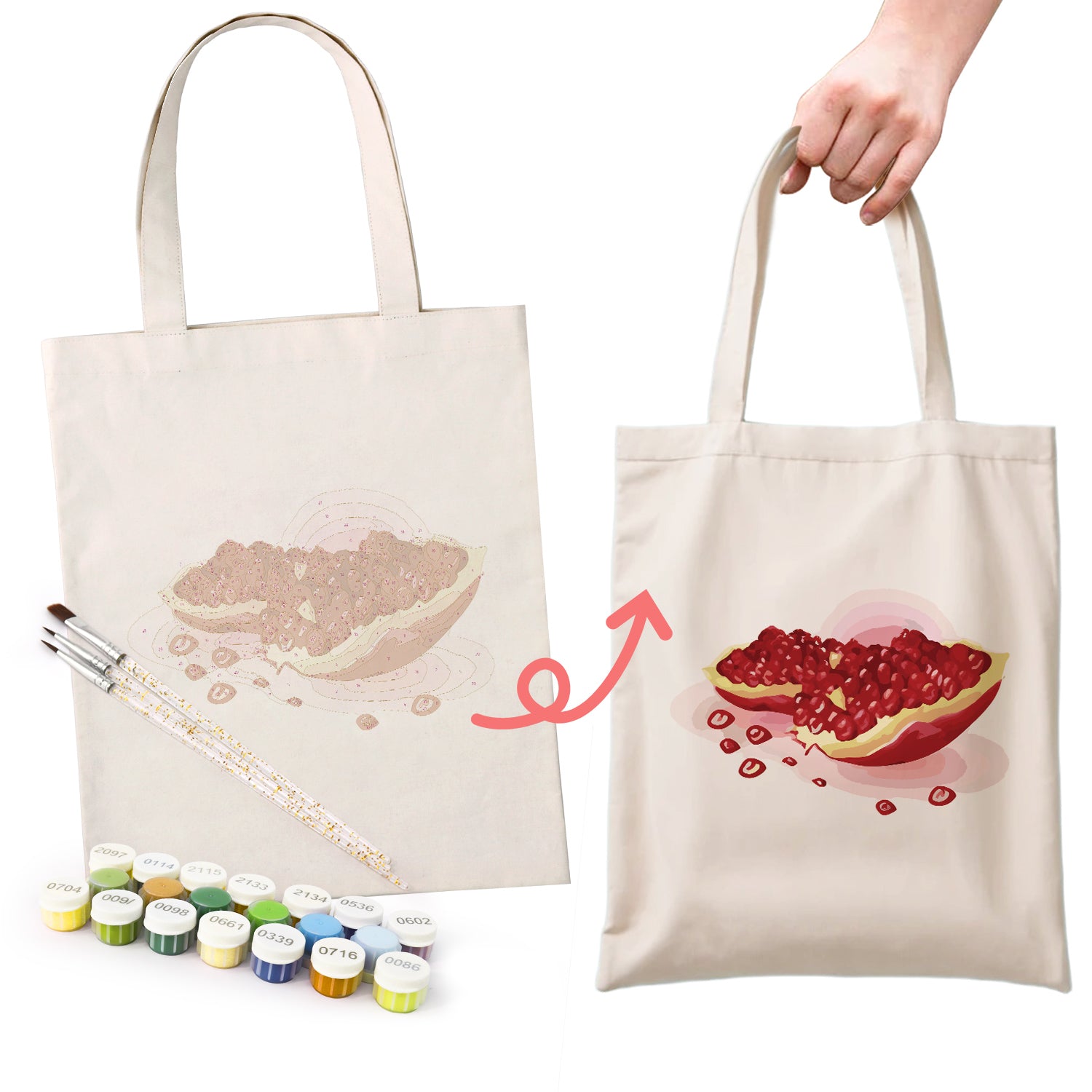 Ruby Pomegranate Bag -  Paint by Numbers Kit for Adults -  Portrait By Numbers