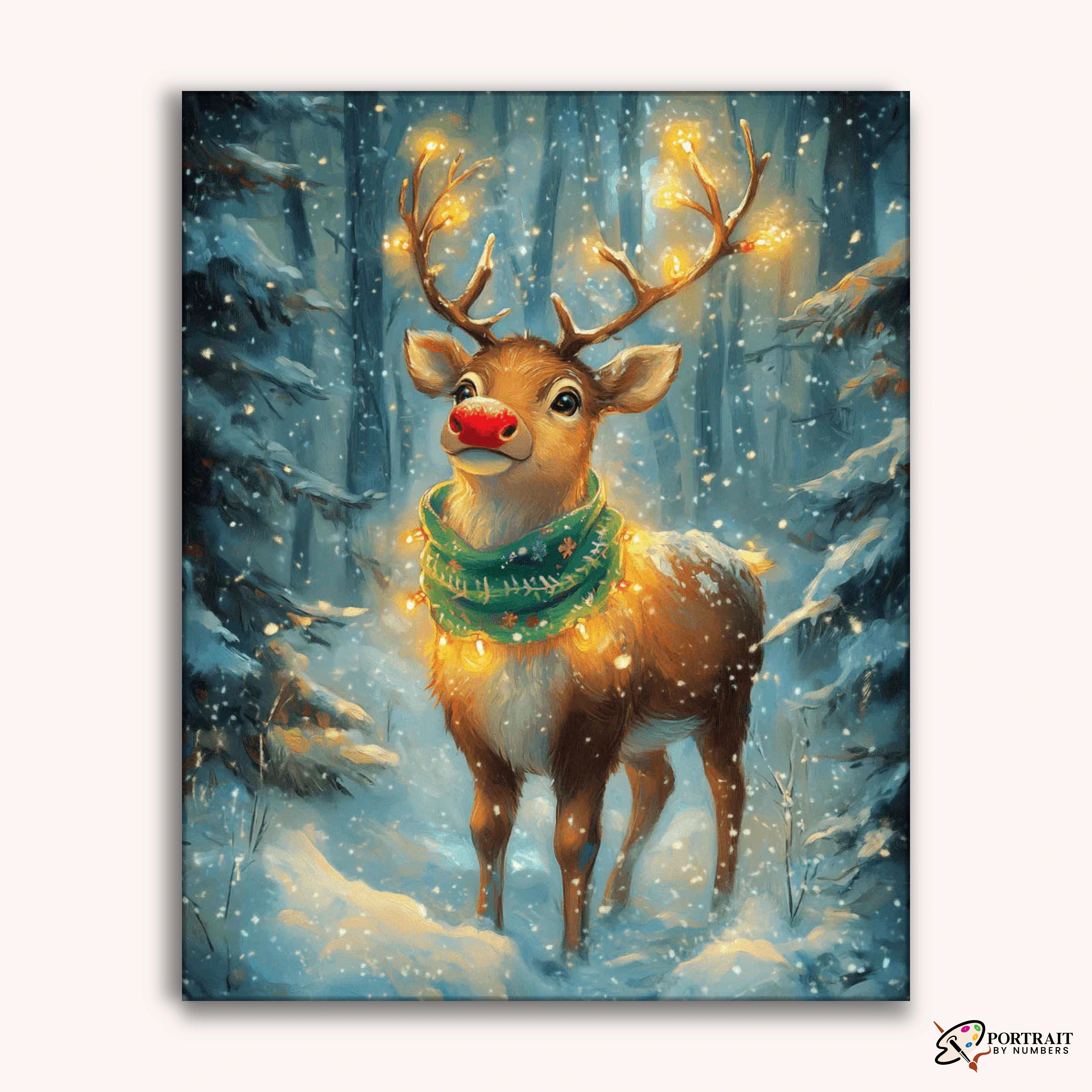 Rudolph Winter Glow -  Paint by Numbers Kit for Adults -  Portrait By Numbers