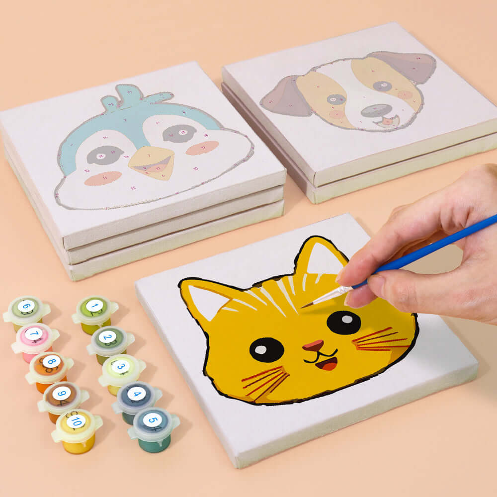 Safari Smiles (Set of 6) -  Paint by Numbers Kit for Adults -  Portrait By Numbers