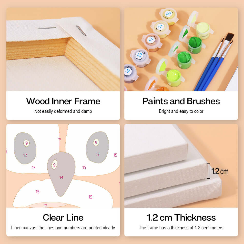 Safari Smiles (Set of 6) -  Paint by Numbers Kit for Adults -  Portrait By Numbers