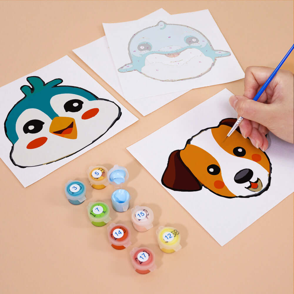 Safari Smiles (Set of 6) -  Paint by Numbers Kit for Adults -  Portrait By Numbers