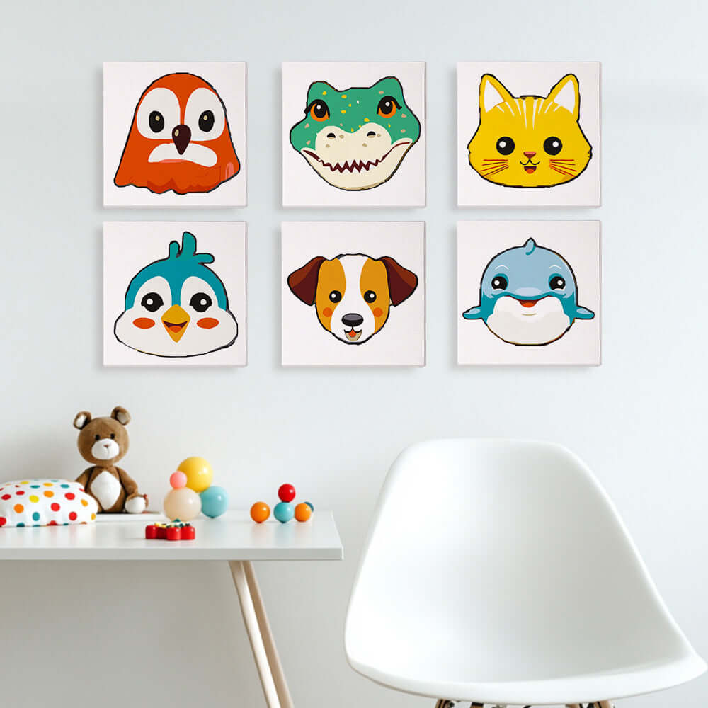 Safari Smiles (Set of 6) -  Paint by Numbers Kit for Adults -  Portrait By Numbers