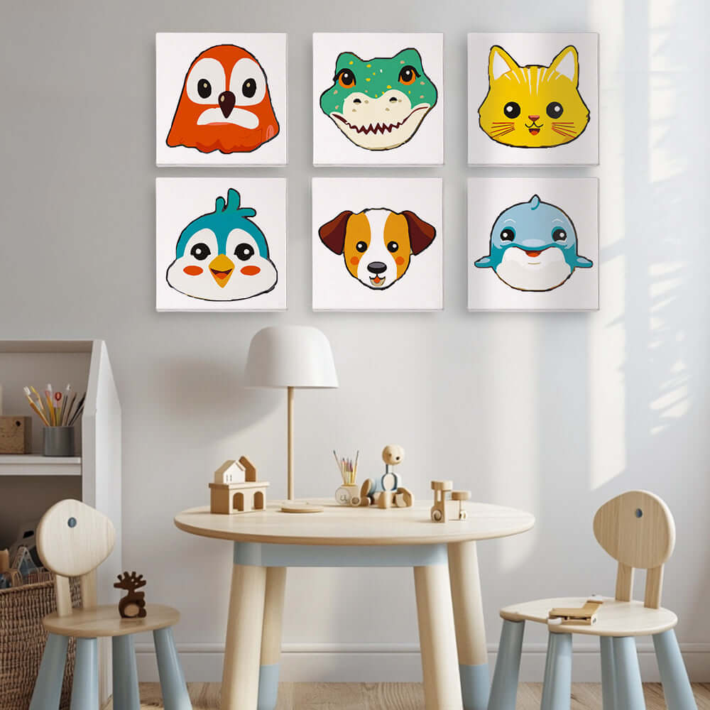 Safari Smiles (Set of 6) -  Paint by Numbers Kit for Adults -  Portrait By Numbers