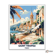 Saint Tropez Travel Poster -  Paint by Numbers Kit for Adults -  Portrait By Numbers