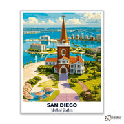 San Diego Travel Poster -  Paint by Numbers Kit for Adults -  Portrait By Numbers