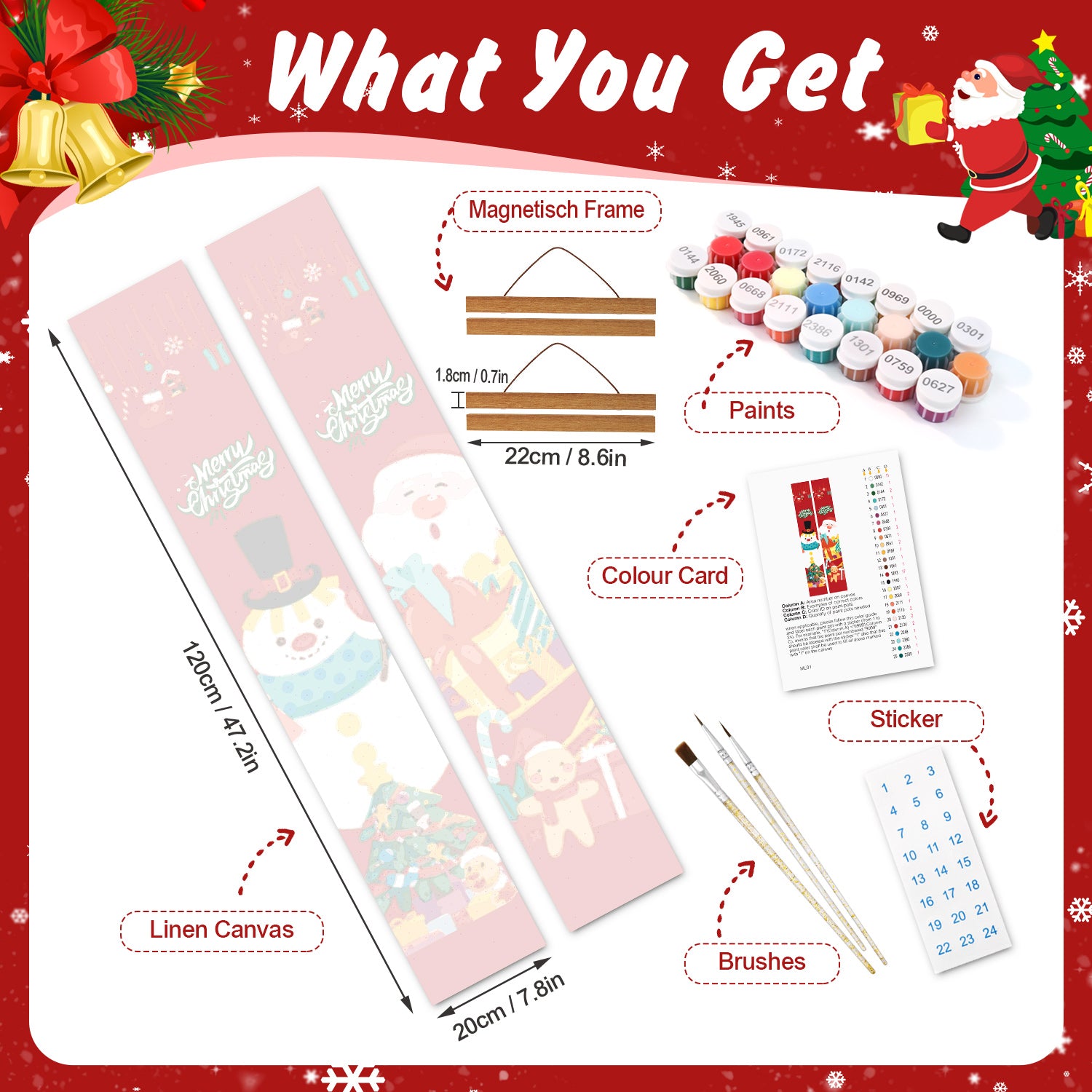 Santa & Snowman Christmas Porch Duo -  Paint by Numbers Kit for Adults -  Portrait By Numbers