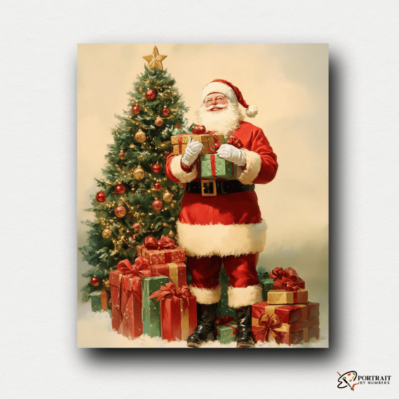 Santa’s Gift of Joy -  Paint by numbers -  Portrait By Numbers