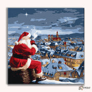 Santa’s Rooftop Cocoa Break -  Paint by Numbers Kit for Adults -  Portrait By Numbers