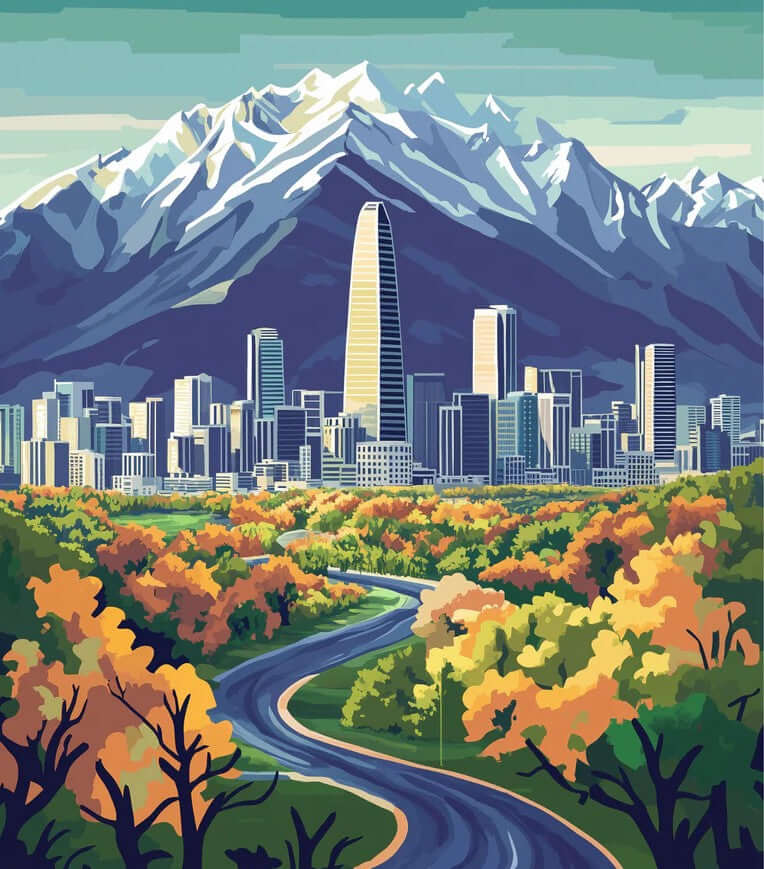 Santiago - Travel Poster -  Paint by Numbers Kit for Adults -  Portrait By Numbers