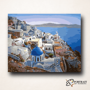 Santorini Landscape -  Paint by Numbers Kit for Adults -  Portrait By Numbers