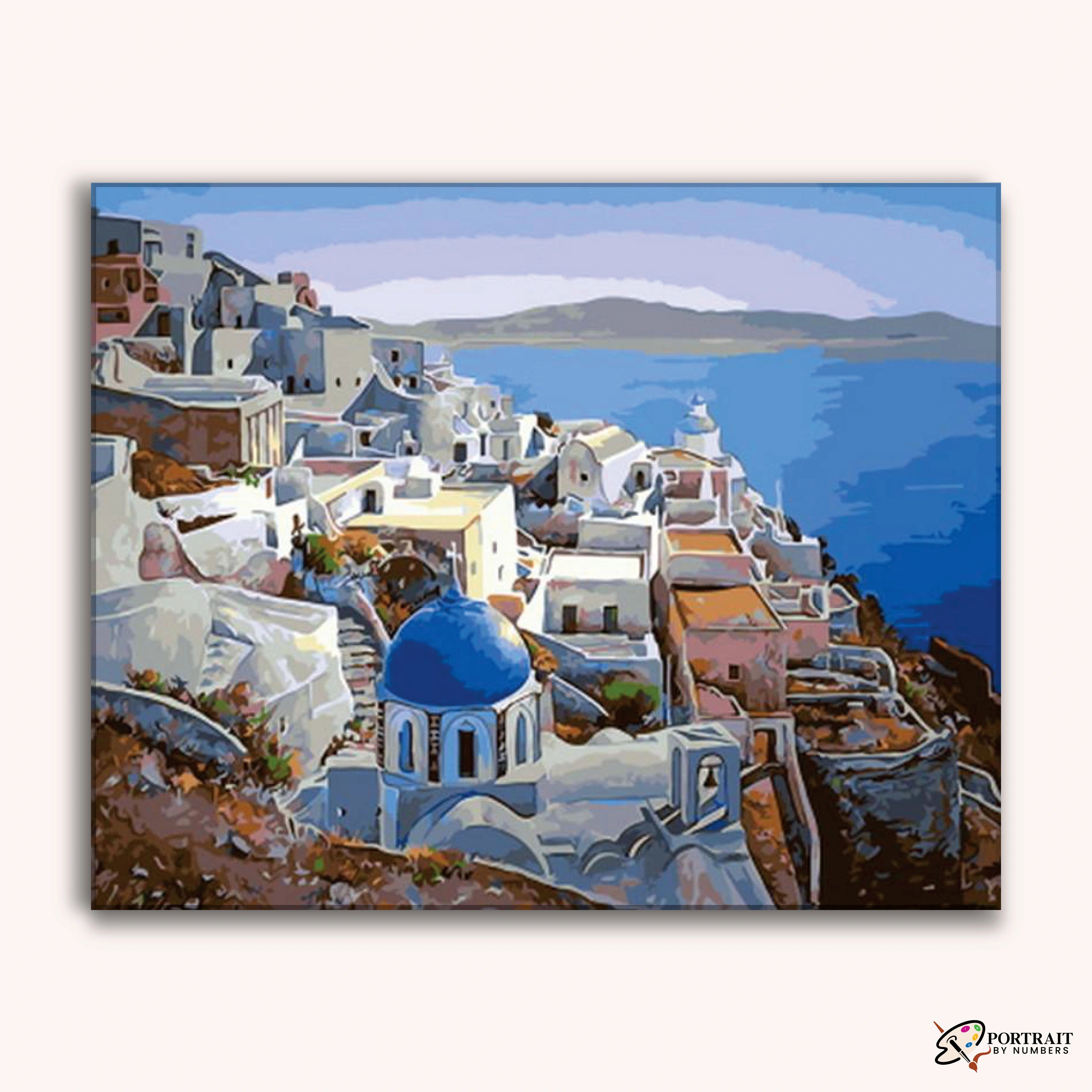 Santorini Landscape -  Paint by Numbers Kit for Adults -  Portrait By Numbers