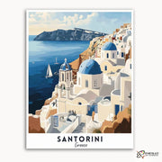 Santorini Travel Poster -  Paint by Numbers Kit for Adults -  Portrait By Numbers