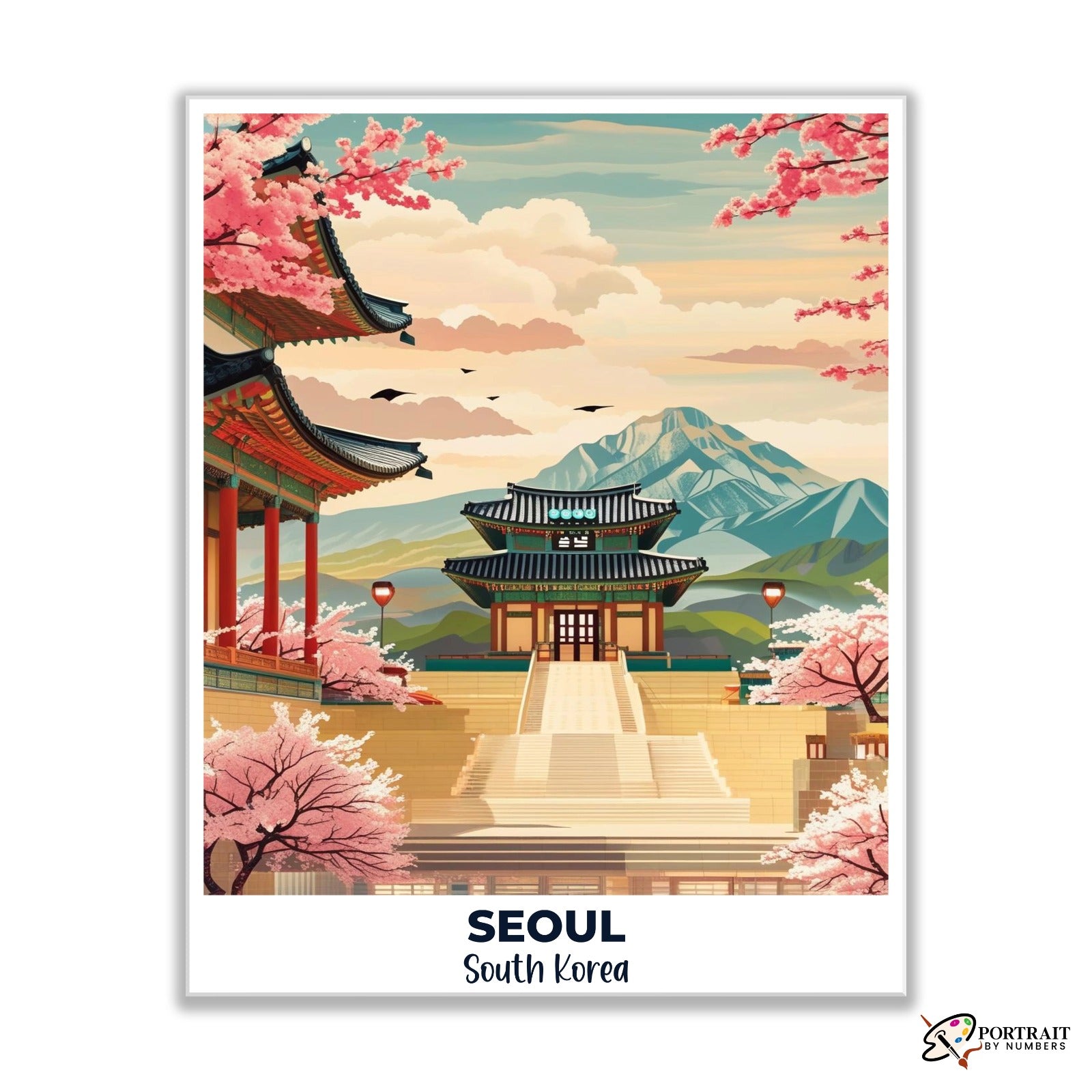 Seoul Travel Poster -  Paint by Numbers Kit for Adults -  Portrait By Numbers