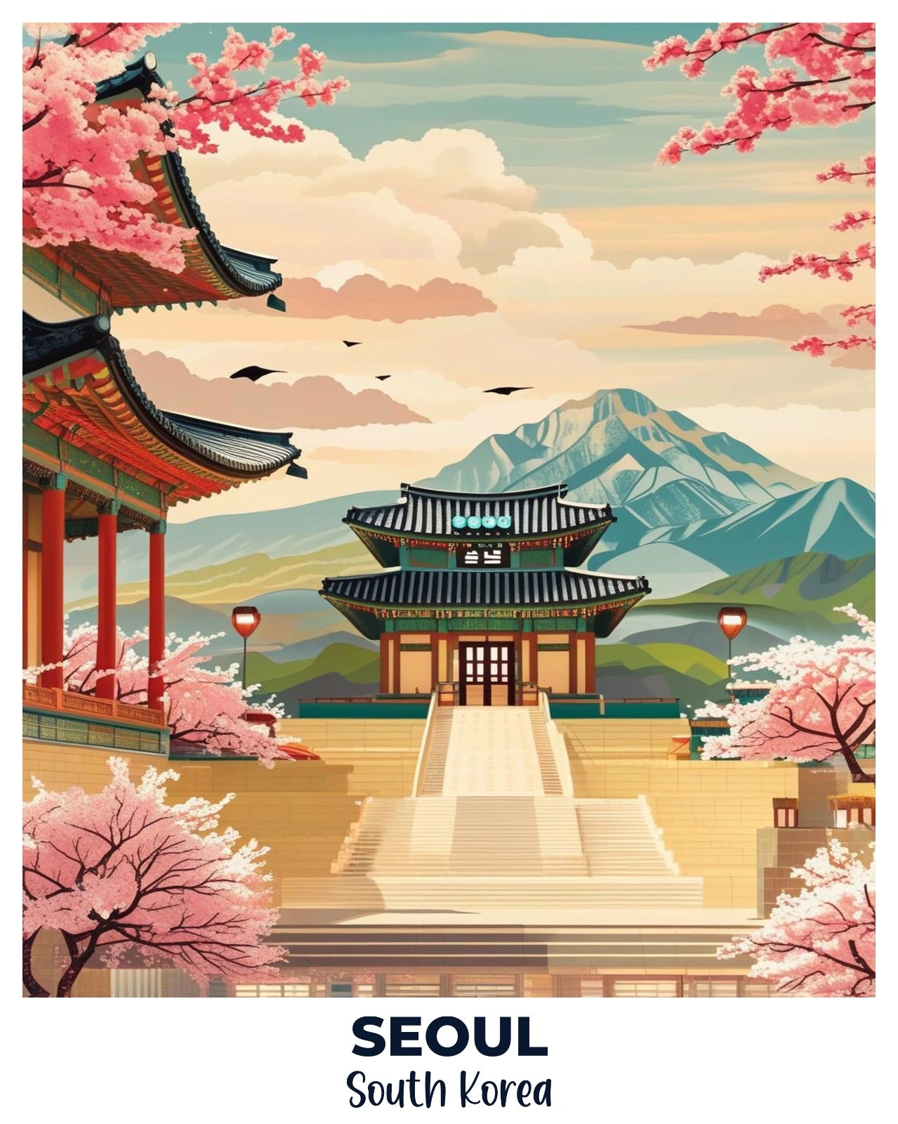 Seoul Travel Poster -  Paint by Numbers Kit for Adults -  Portrait By Numbers