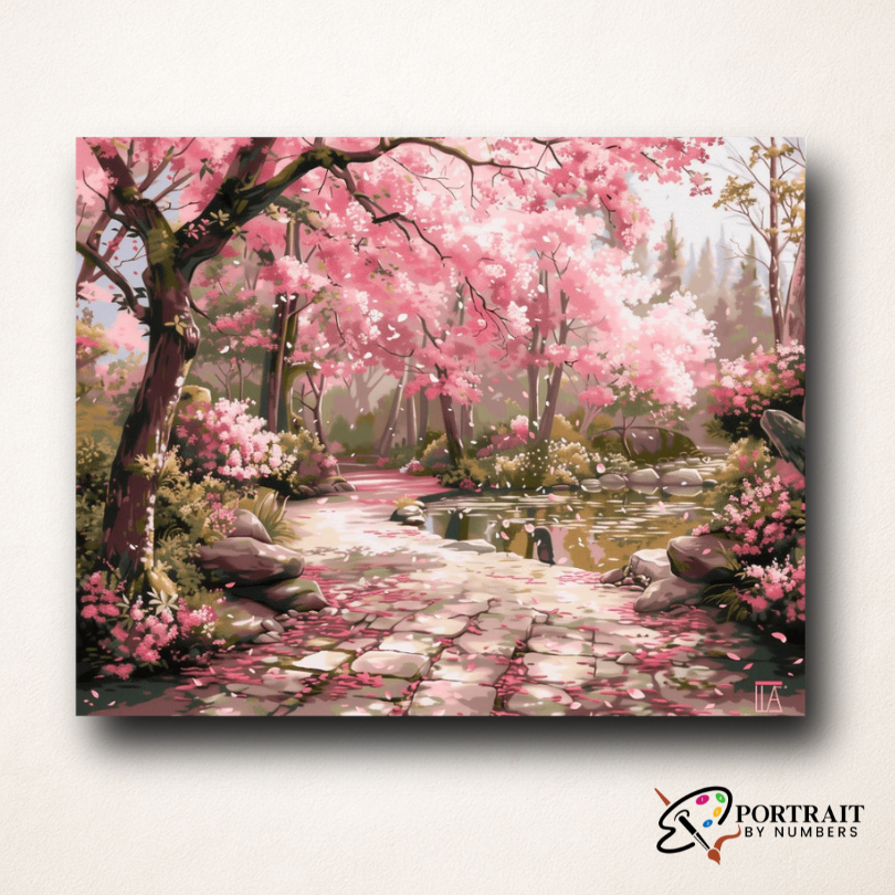 Serene Sakura Stone Path