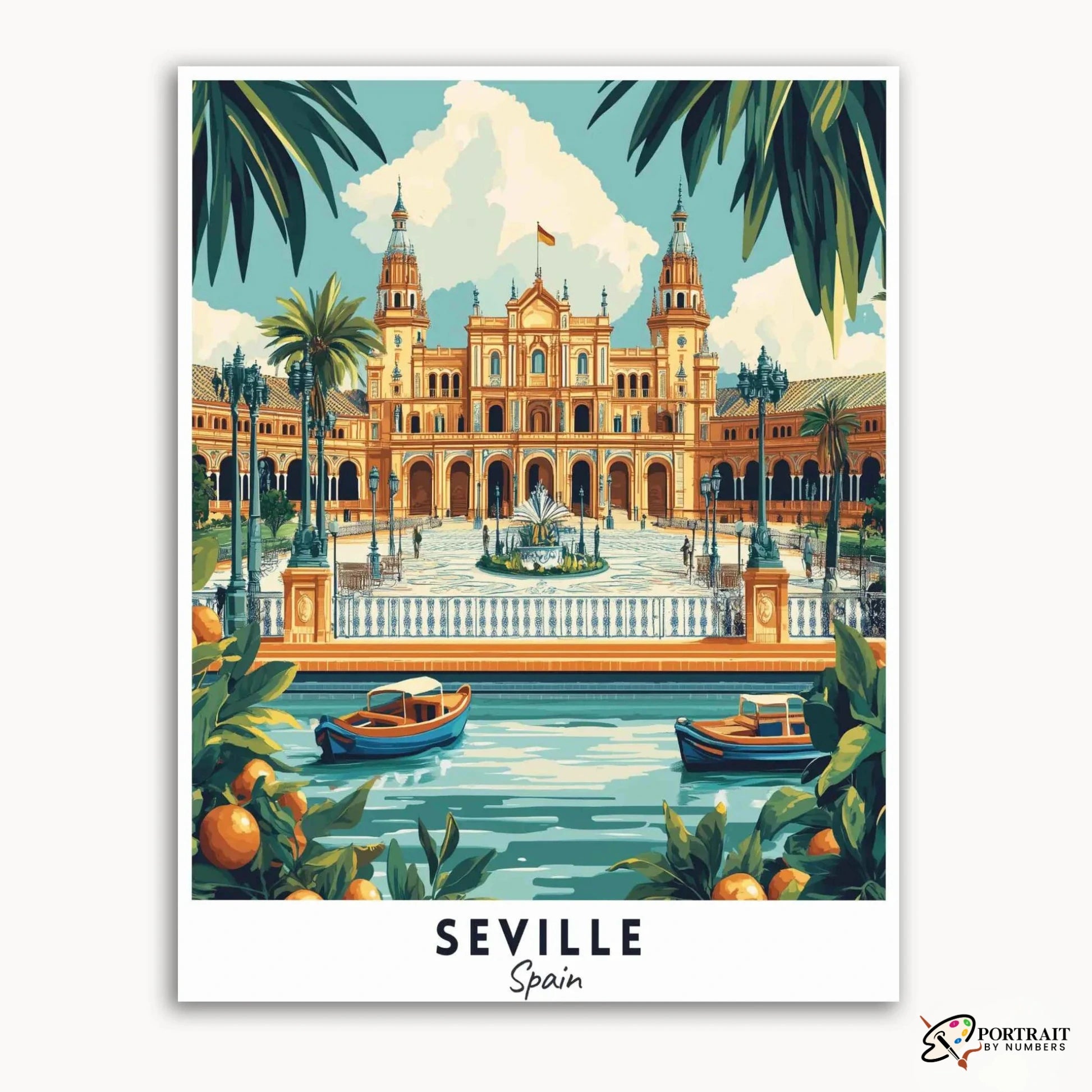 Seville Travel Poster -  Paint by Numbers Kit for Adults -  Portrait By Numbers