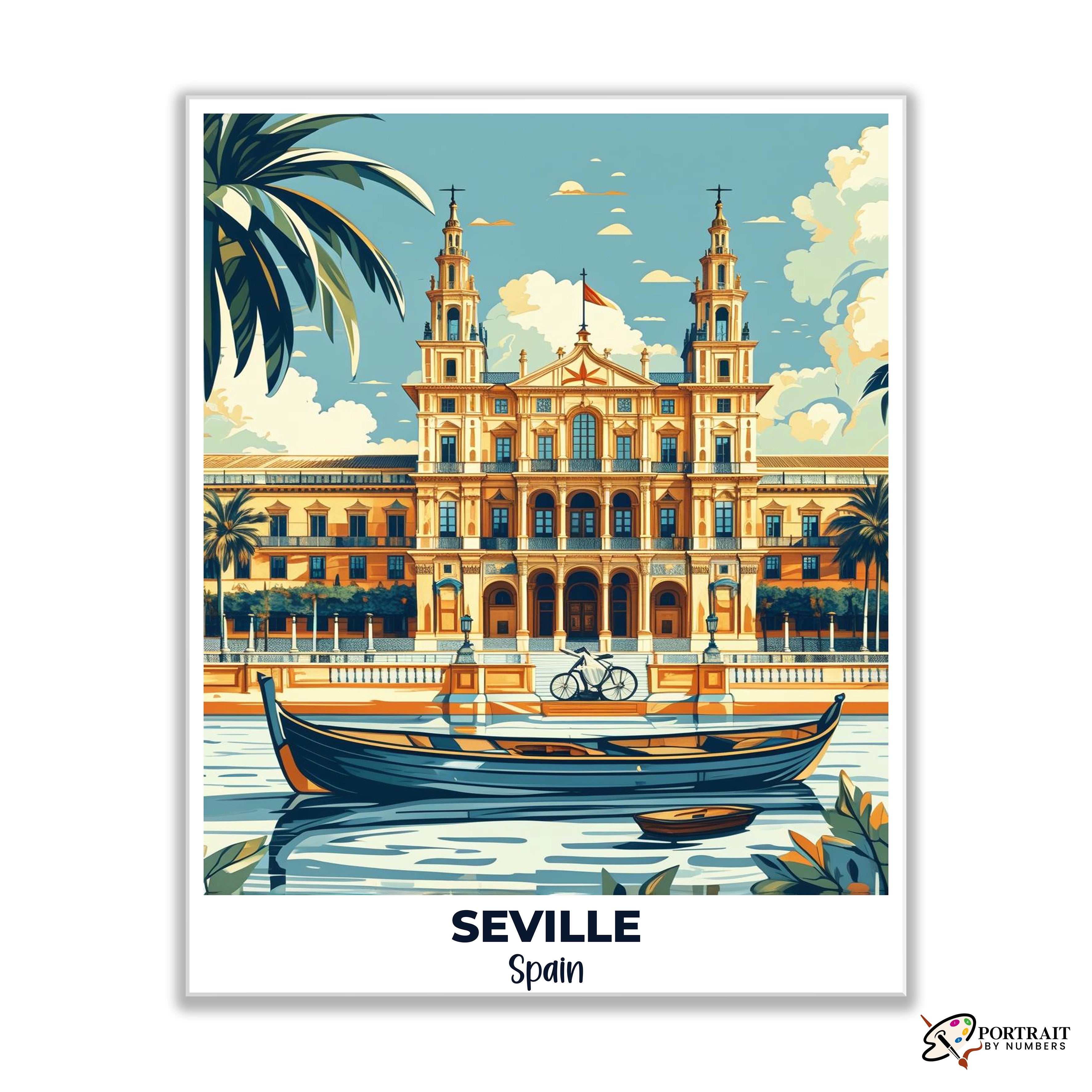 Seville Travel Poster -  Paint by Numbers Kit for Adults -  Portrait By Numbers