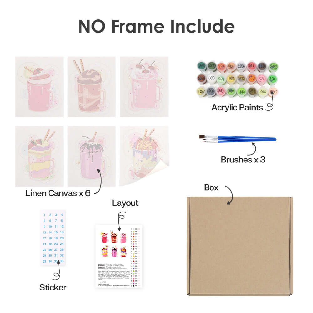 Shake Parade (Set of 6) -  Paint by Numbers Kit for Adults -  Portrait By Numbers