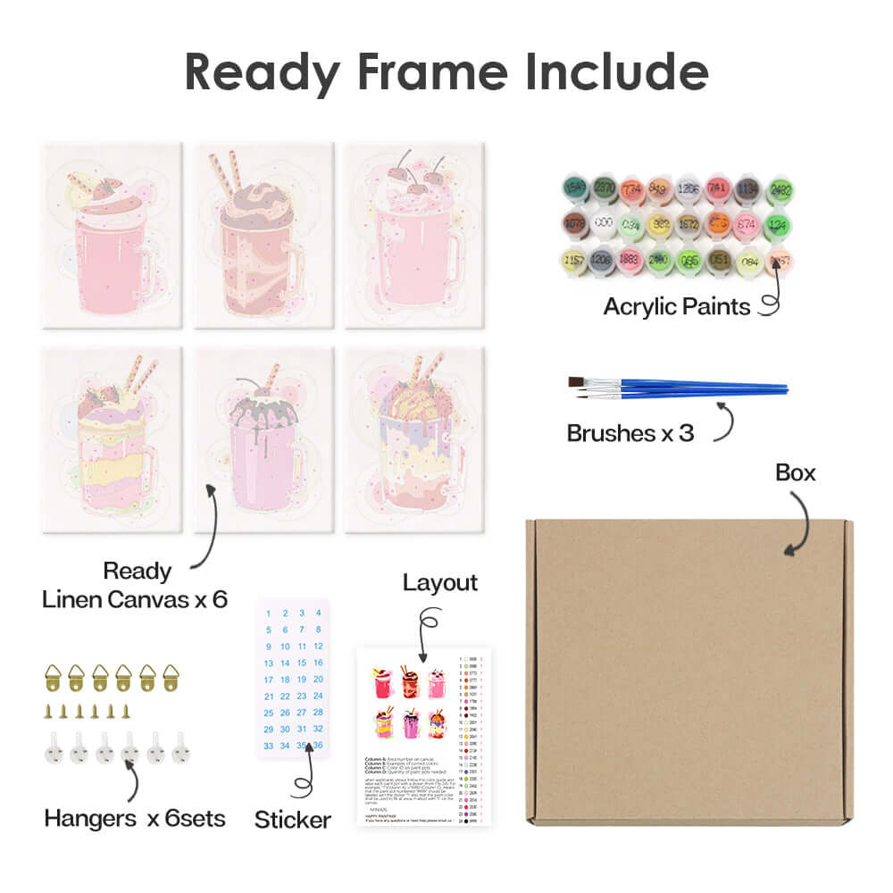 Shake Parade (Set of 6) -  Paint by Numbers Kit for Adults -  Portrait By Numbers