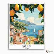 Sicily Travel Poster -  Paint by Numbers Kit for Adults -  Portrait By Numbers