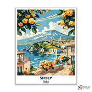 Sicily Travel Poster -  Paint by Numbers Kit for Adults -  Portrait By Numbers