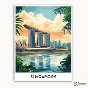 Singapore - Travel Poster -  Paint by Numbers Kit for Adults -  Portrait By Numbers