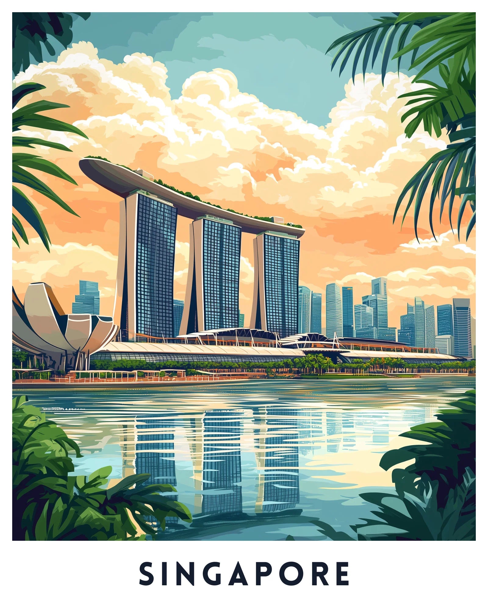 Singapore - Travel Poster -  Paint by Numbers Kit for Adults -  Portrait By Numbers