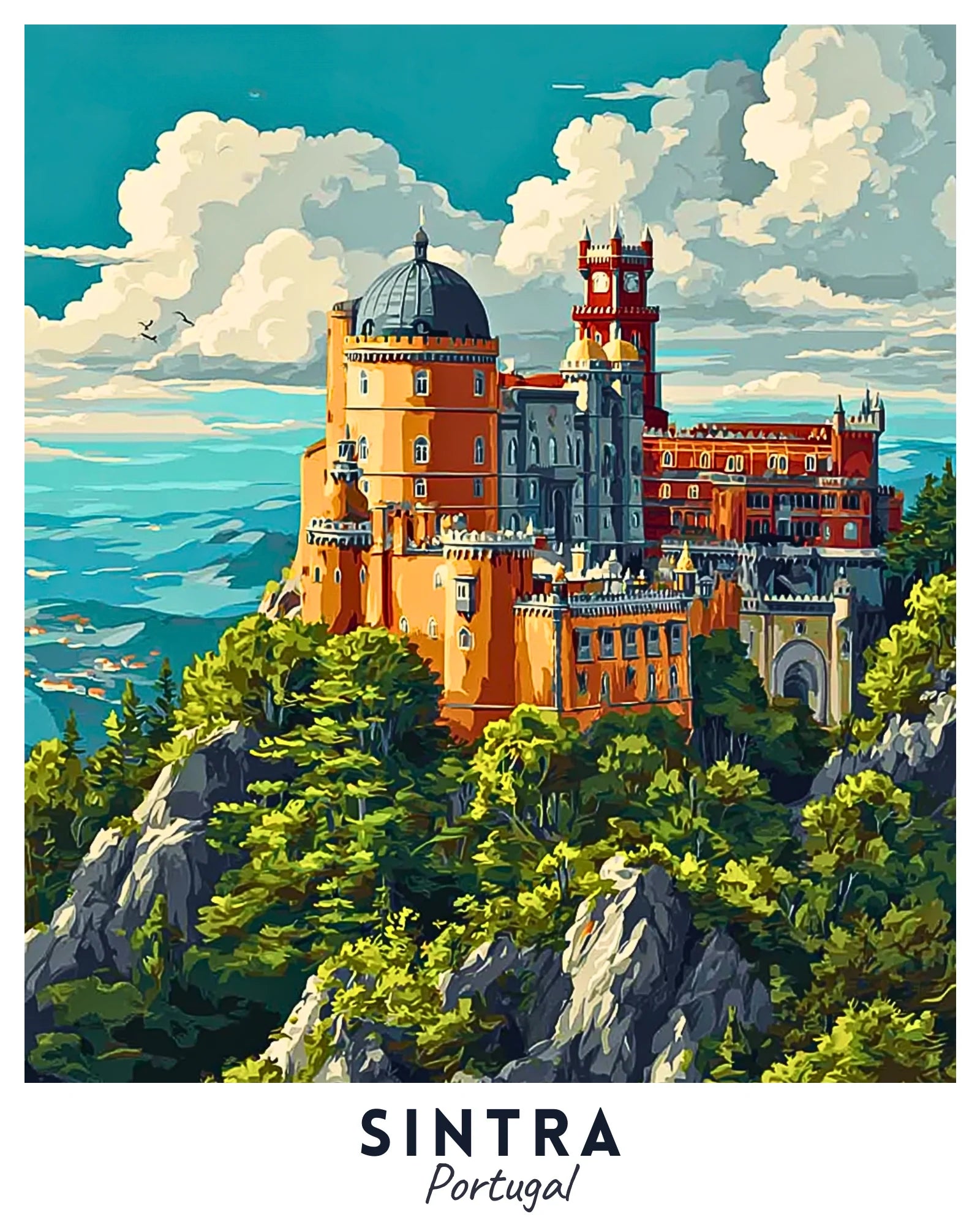 Sintra - Travel Poster -  Paint by Numbers Kit for Adults -  Portrait By Numbers