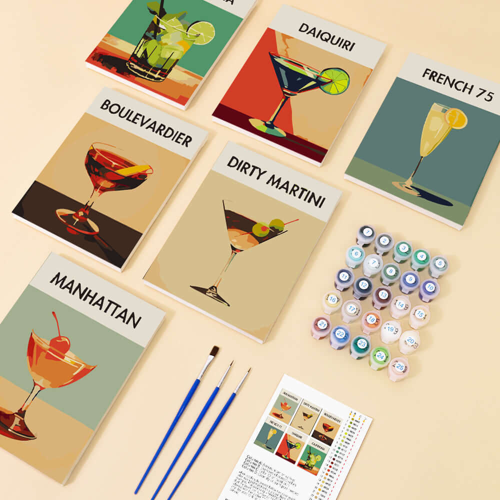 Sip & Shade (Set of 6) -  Paint by numbers Kit -  Portrait By Numbers