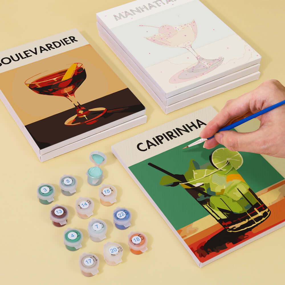 Sip & Shade (Set of 6) -  Paint by Numbers Kit for Adults -  Portrait By Numbers