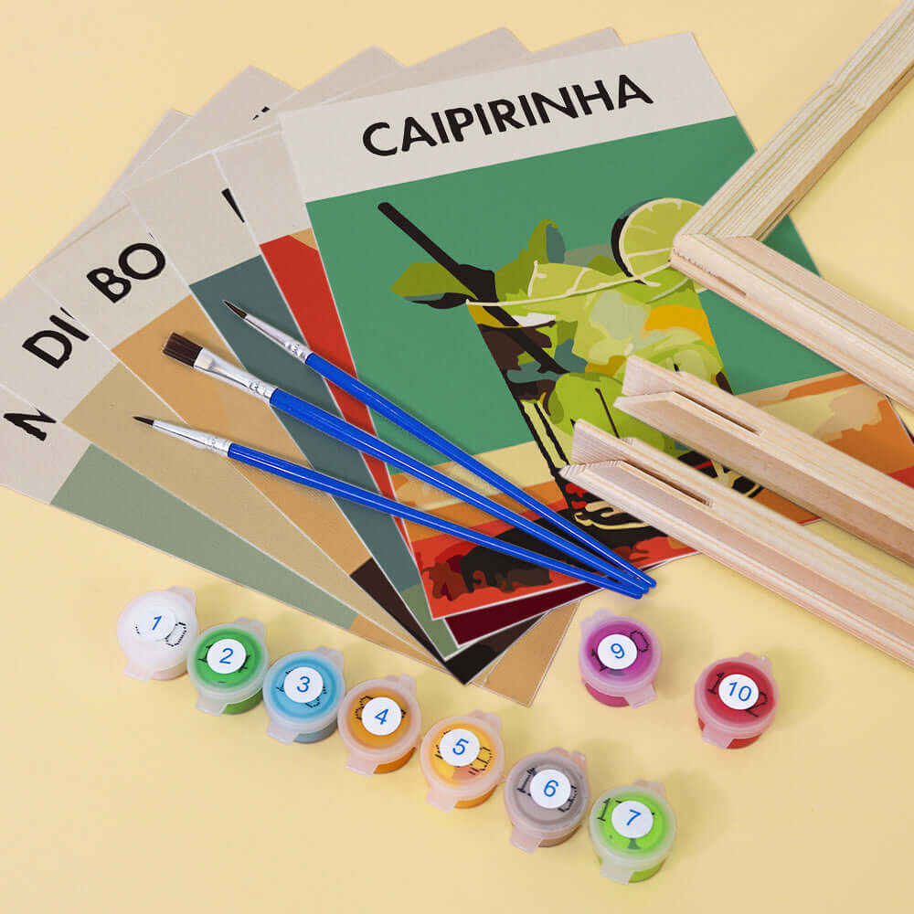 Sip & Shade (Set of 6) -  Paint by numbers Kit -  Portrait By Numbers