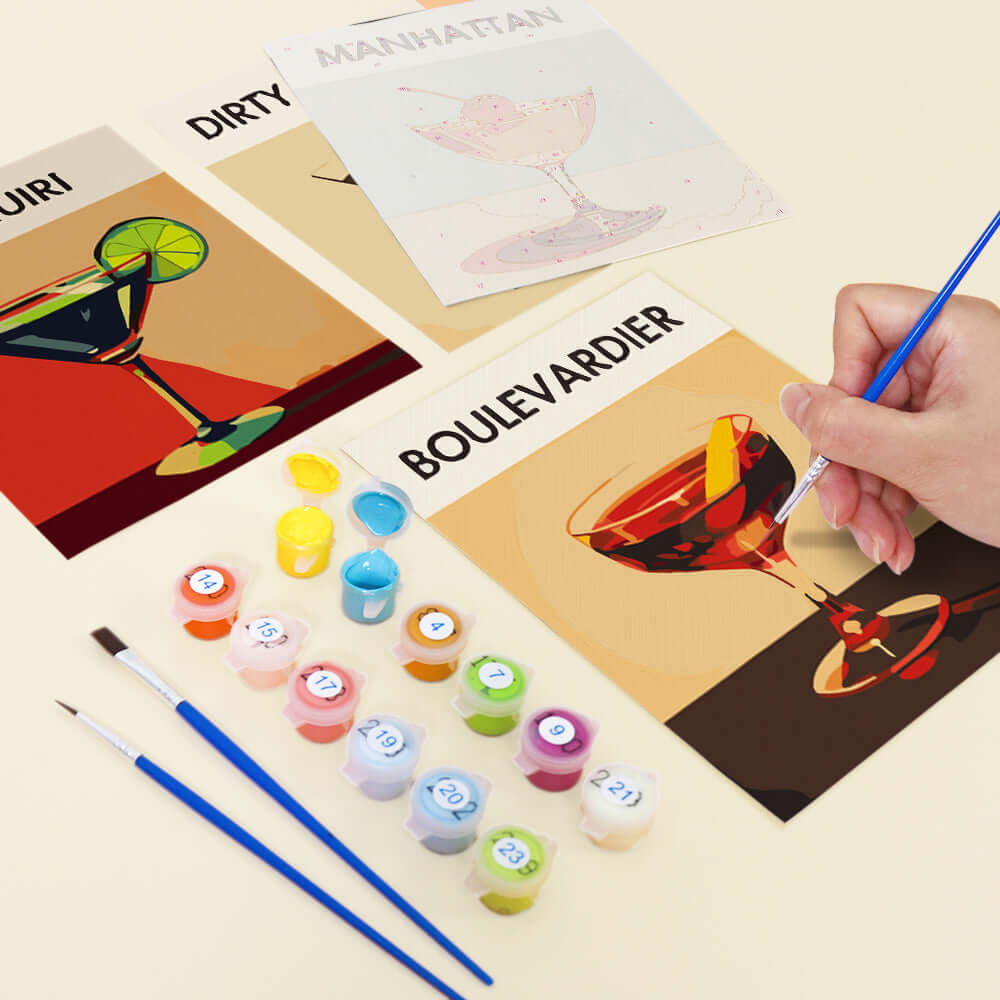 Sip & Shade (Set of 6) -  Paint by Numbers Kit for Adults -  Portrait By Numbers