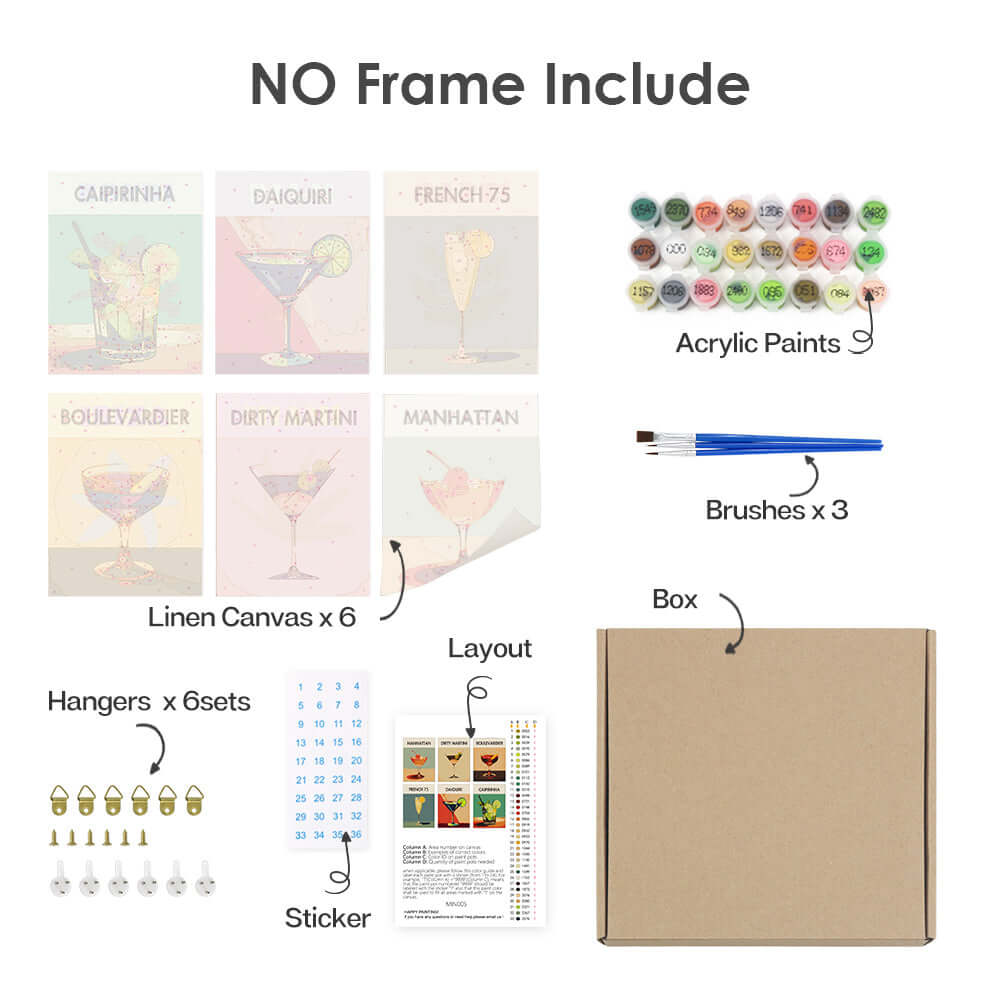 Sip & Shade (Set of 6) -  Paint by numbers Kit -  Portrait By Numbers