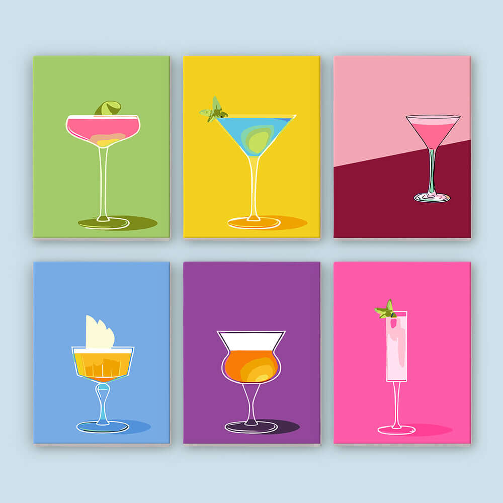 Sip Society (Set of 6) -  Paint by numbers Kit -  Portrait By Numbers