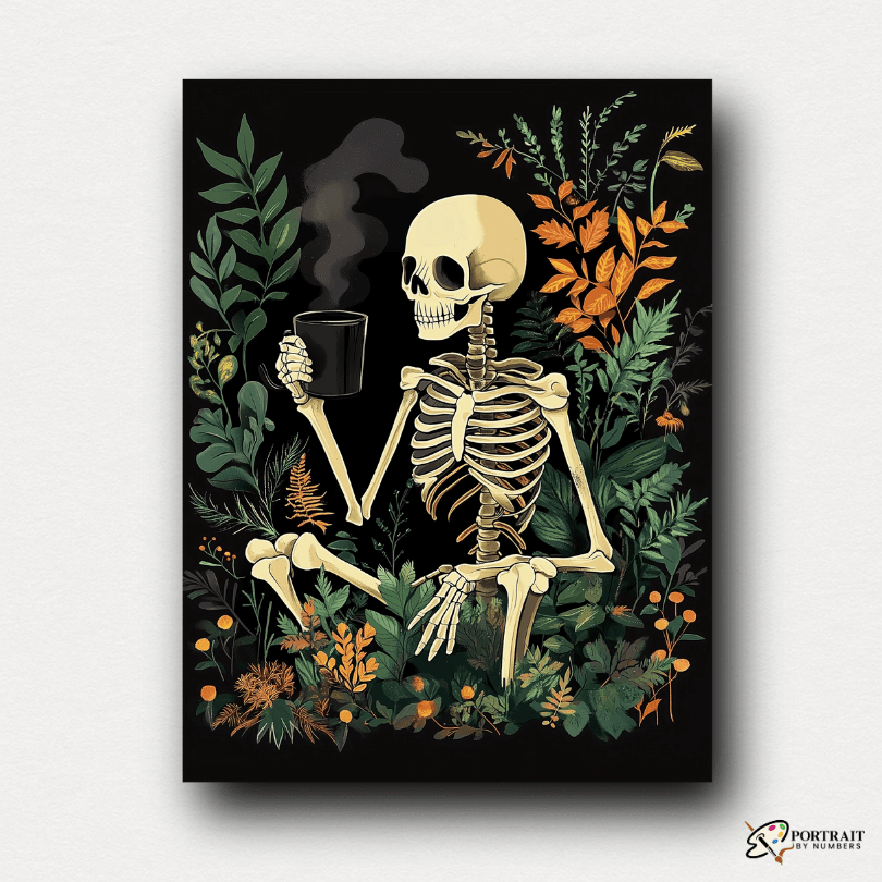 Sipping Skeleton -  Paint by numbers -  Portrait By Numbers