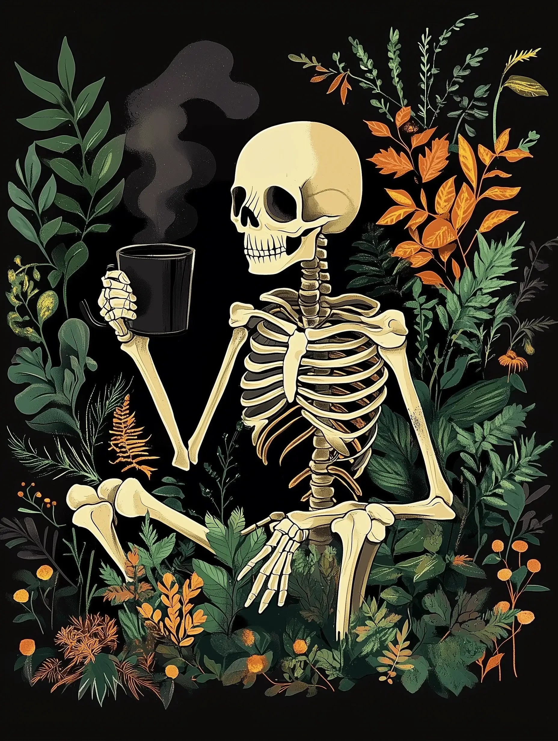 Sipping Skeleton -  Paint by numbers -  Portrait By Numbers
