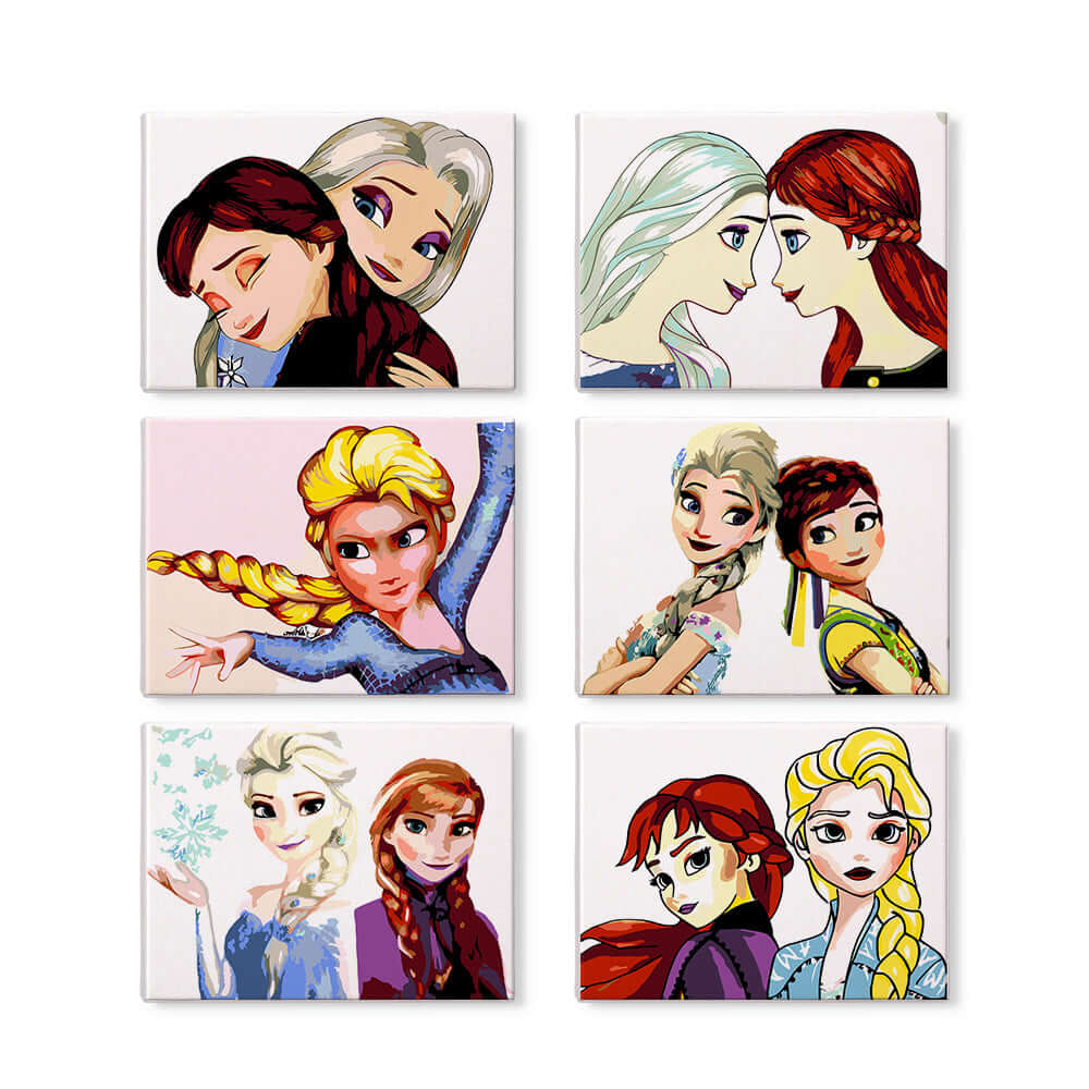 Sisters of Arendelle (Set of 6) -  Paint by Numbers Kit for Adults -  Portrait By Numbers