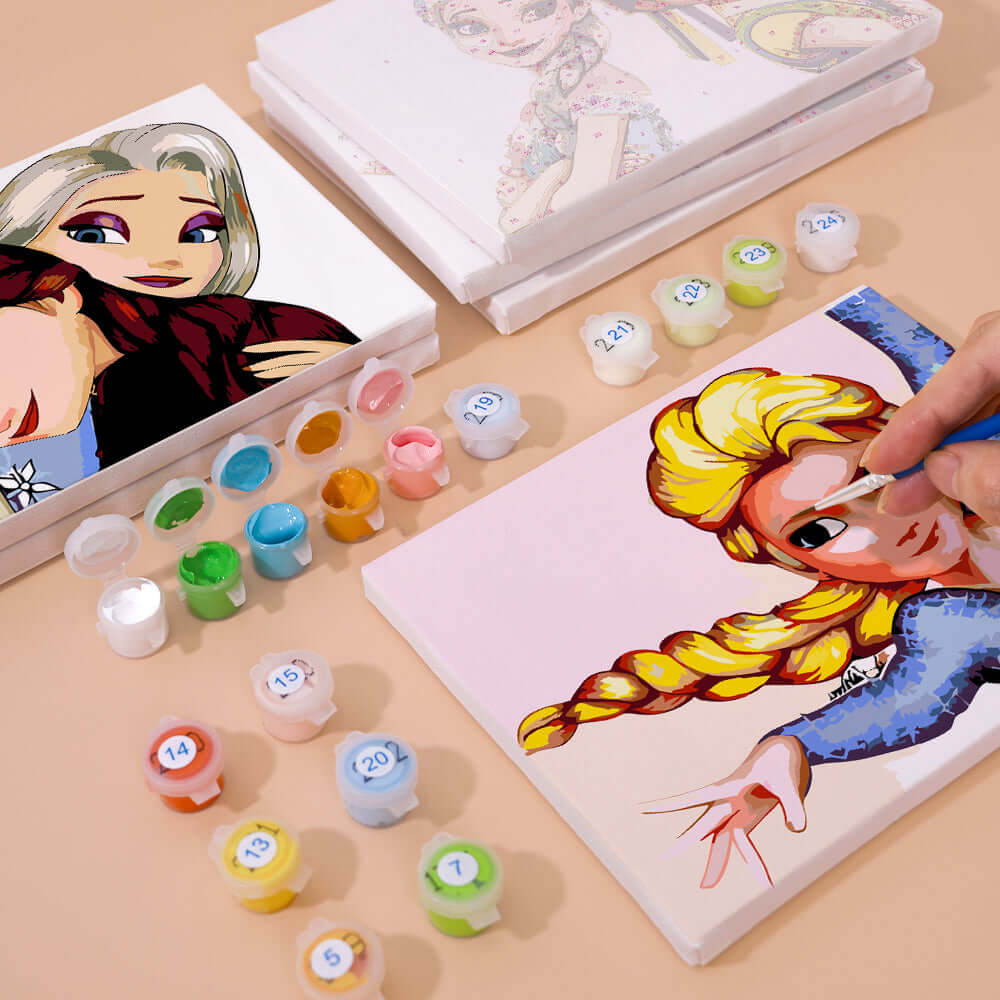 Sisters of Arendelle (Set of 6) -  Paint by Numbers Kit for Adults -  Portrait By Numbers