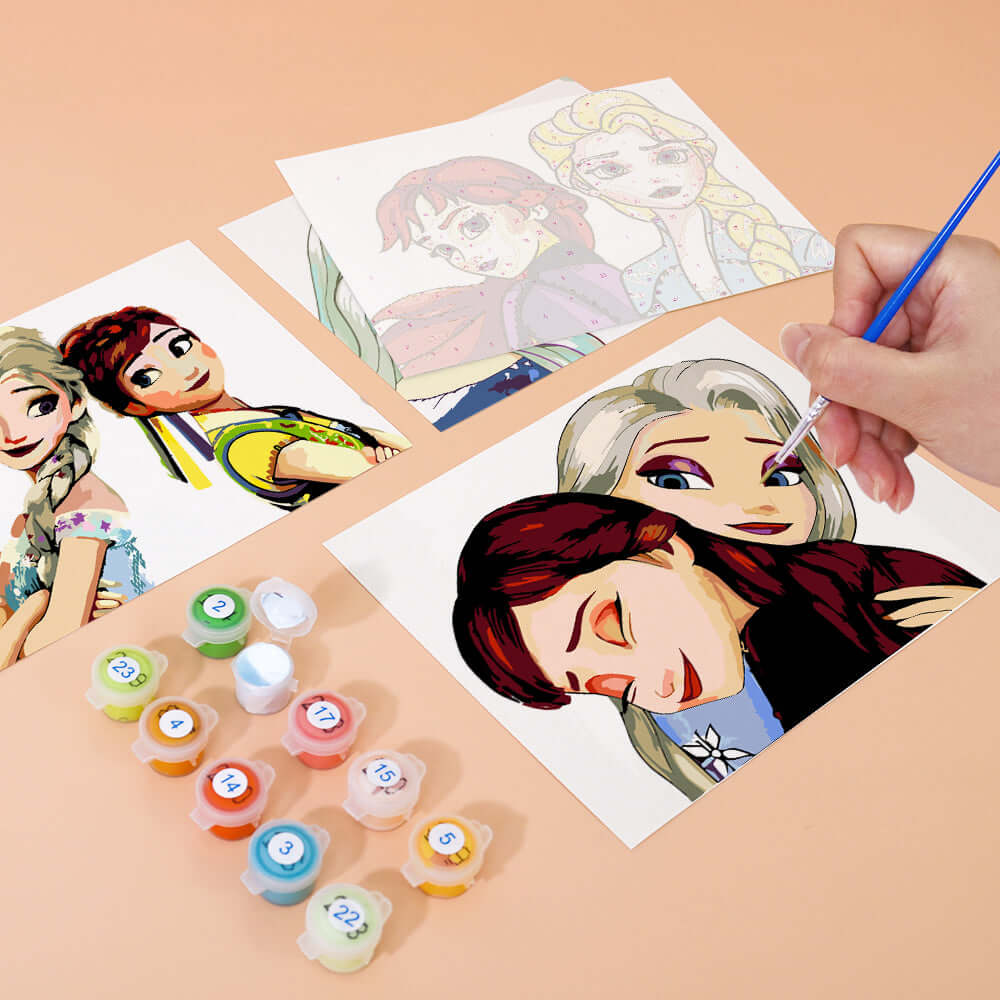 Sisters of Arendelle (Set of 6) -  Paint by numbers Kit -  Portrait By Numbers