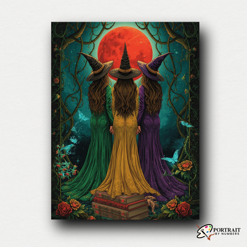 Sisters of the Blood Moon -  Paint by numbers Kit -  Portrait By Numbers