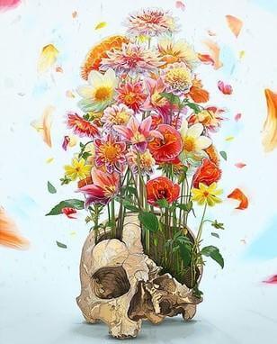 Skull Of Flowers -  Paint by numbers -  Portrait By Numbers