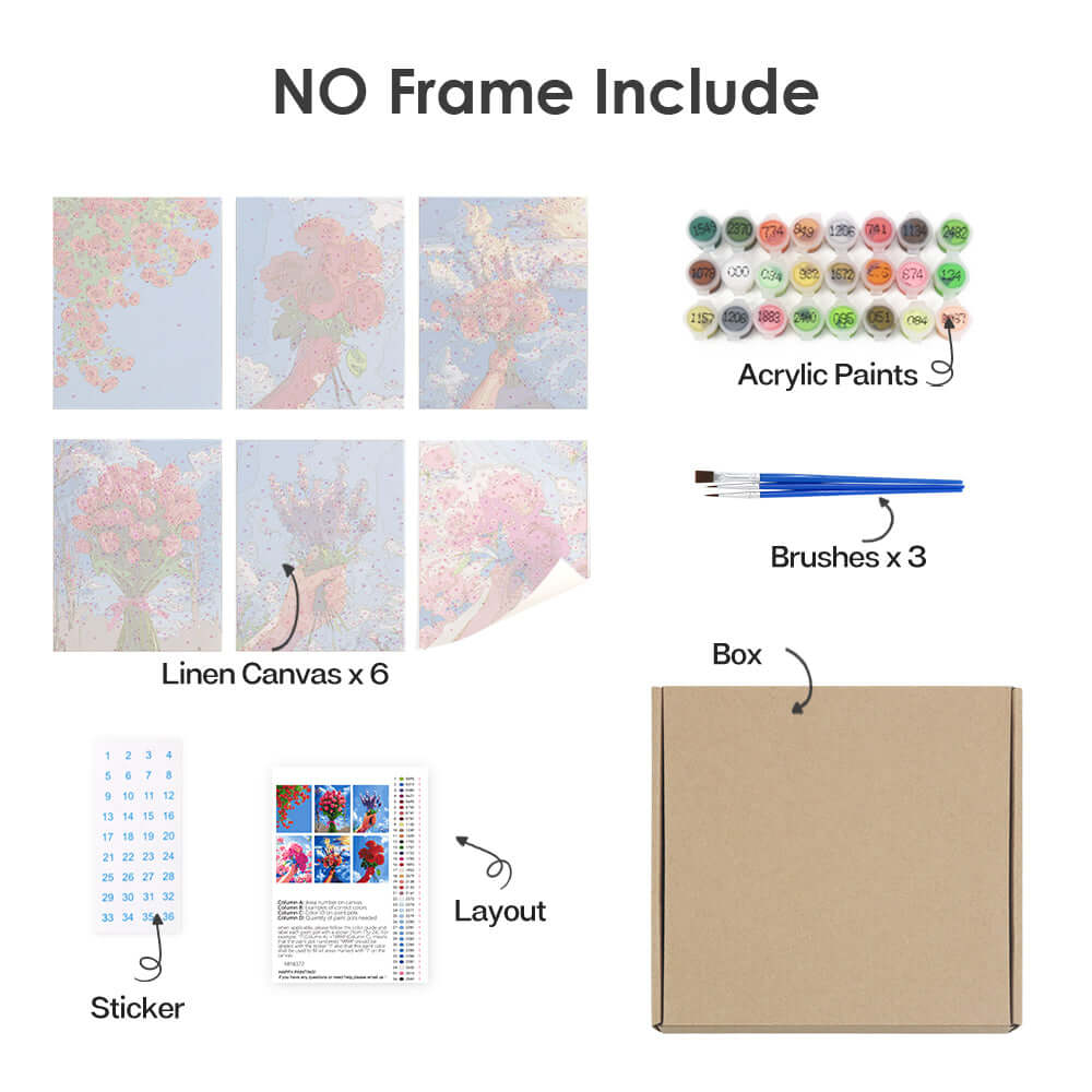 Sky Bouquets (Set of 6) -  Paint by numbers Kit -  Portrait By Numbers