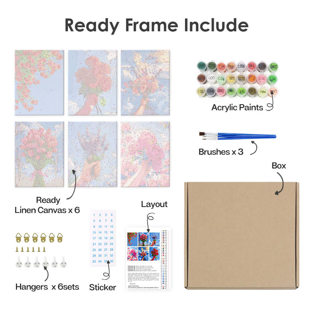 Sky Bouquets (Set of 6) -  Paint by numbers Kit -  Portrait By Numbers