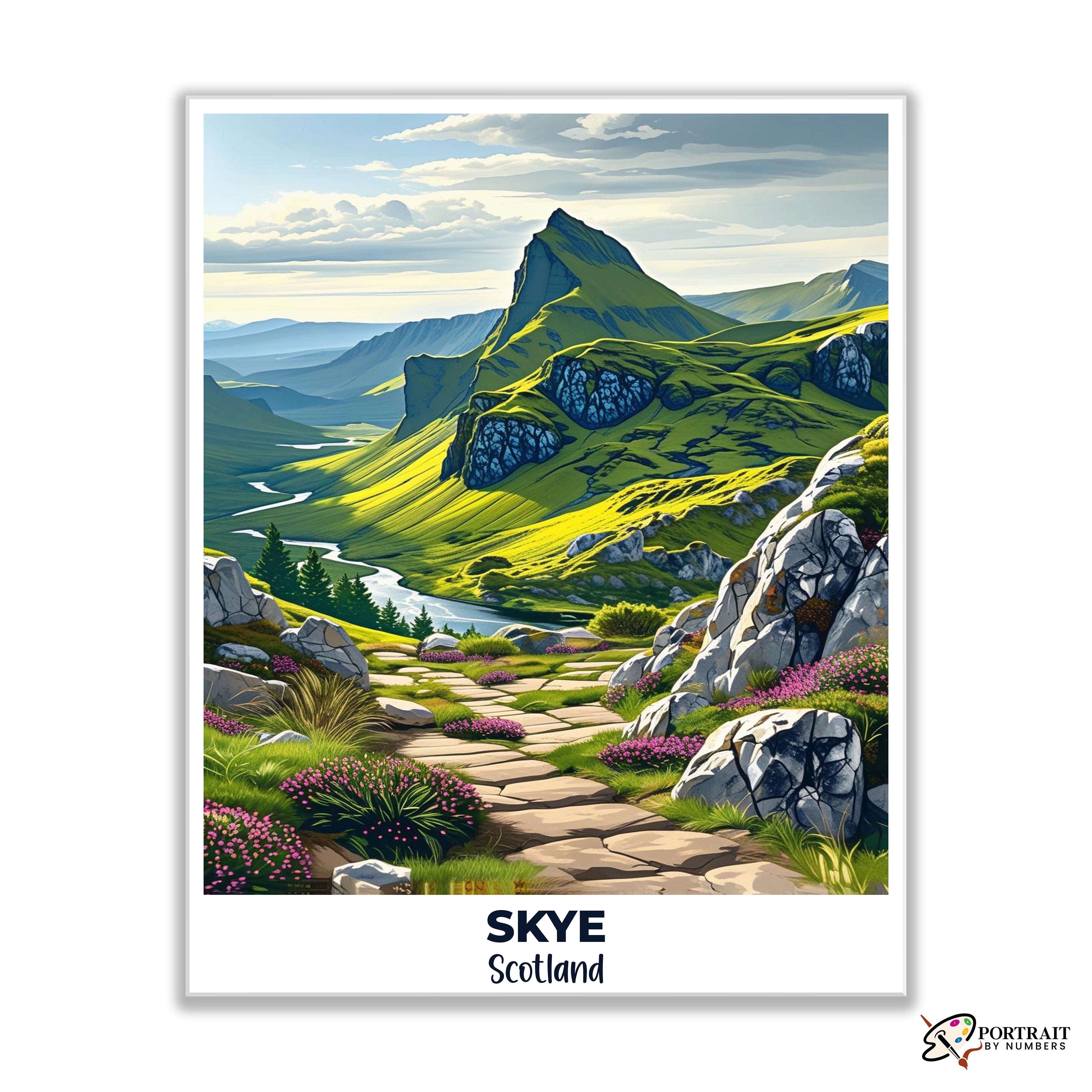 Skye Travel Poster -  Paint by Numbers Kit for Adults -  Portrait By Numbers