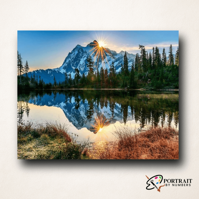 Snow Sunset Mountain -  Paint by numbers -  Portrait By Numbers