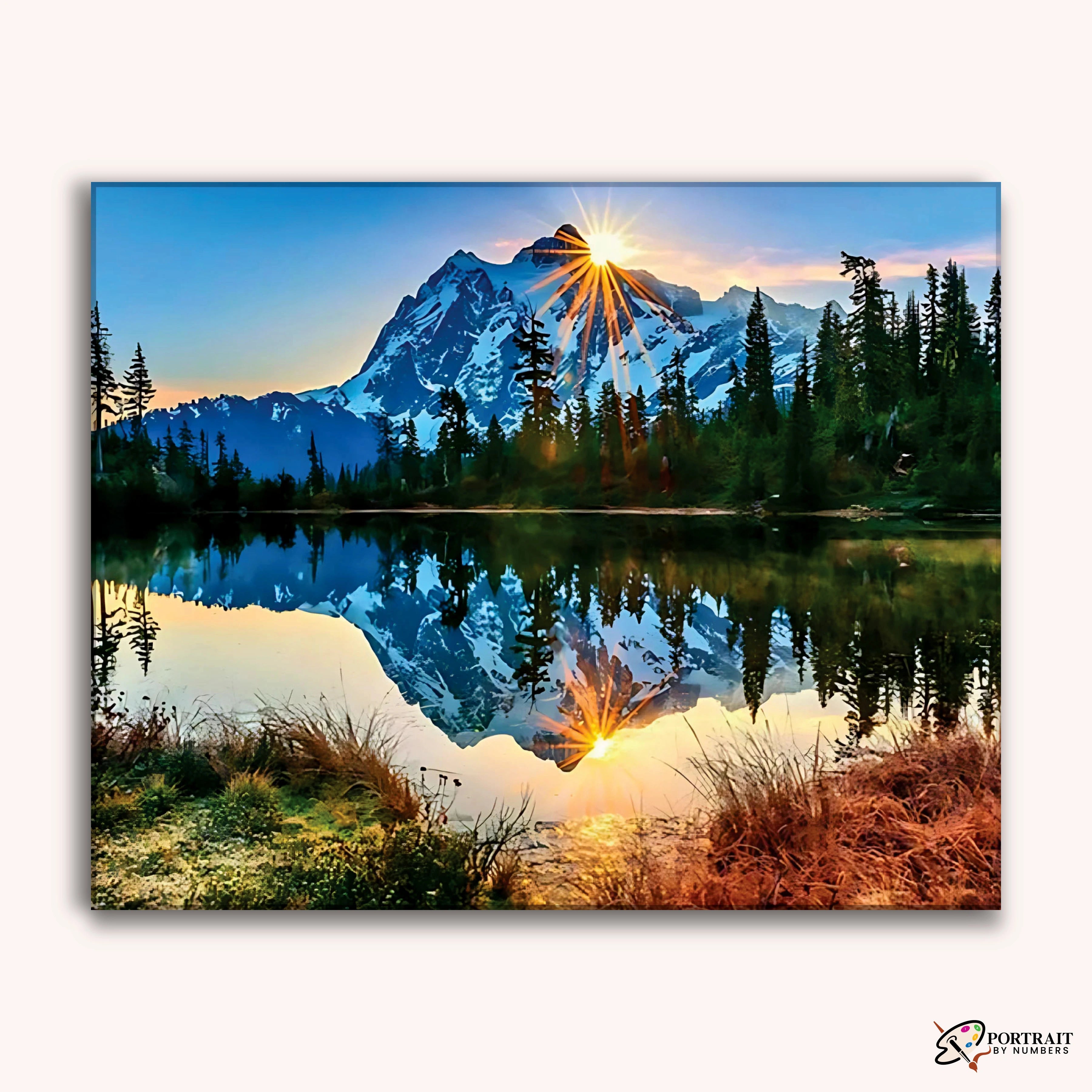 Snow Sunset Mountain -  Paint by Numbers Kit for Adults -  Portrait By Numbers