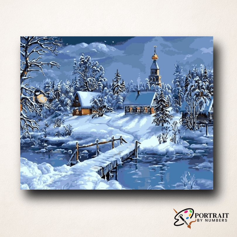 Snowy Night Scenery
